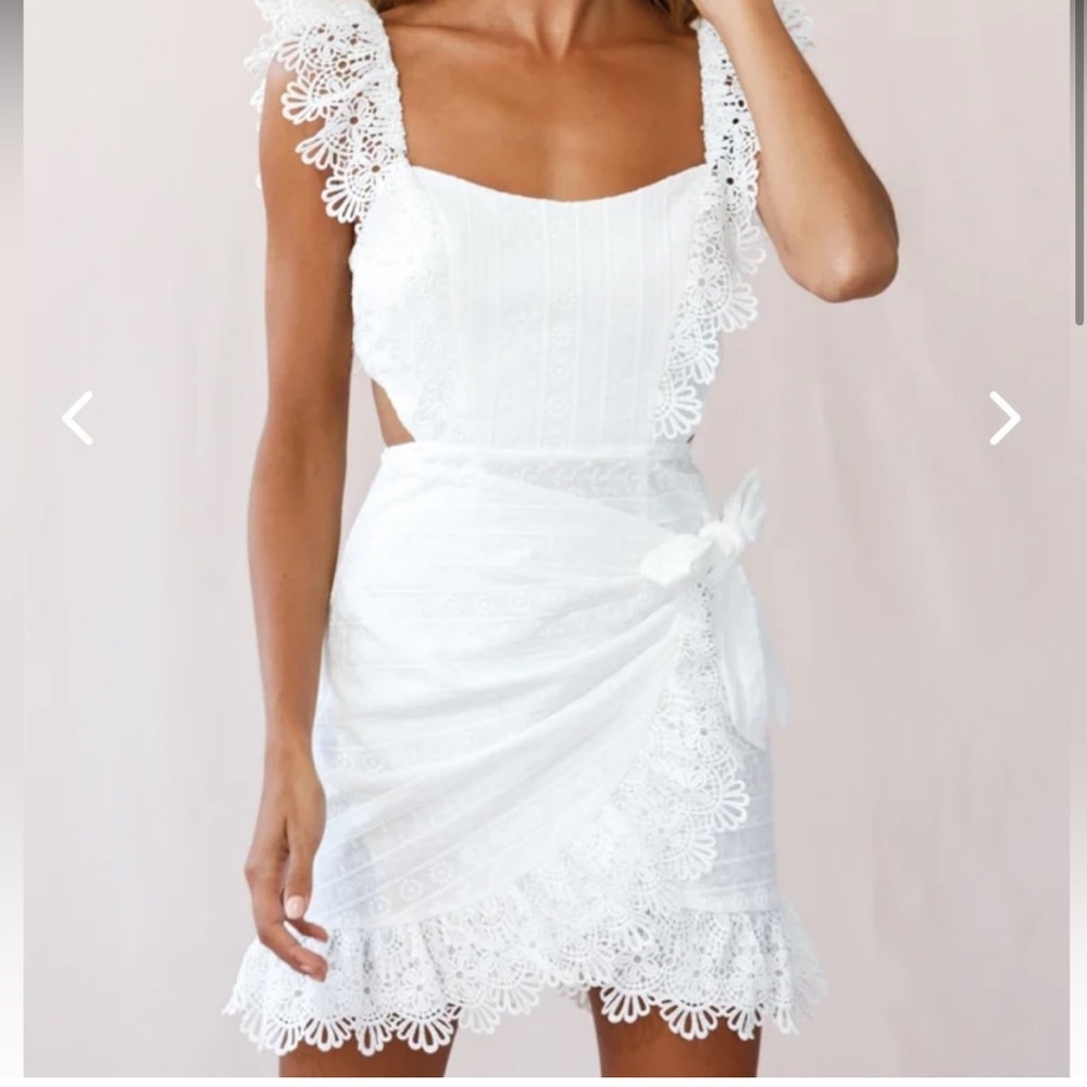 Selfie Leslie Sonnet Lace Trim Wrap Front Dress - Picture 2 of 4